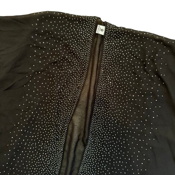 Jessica McClintock Women’s OS Sheer Kimono Cover Up Black Rhinestone Studded - Picture 1 of 11